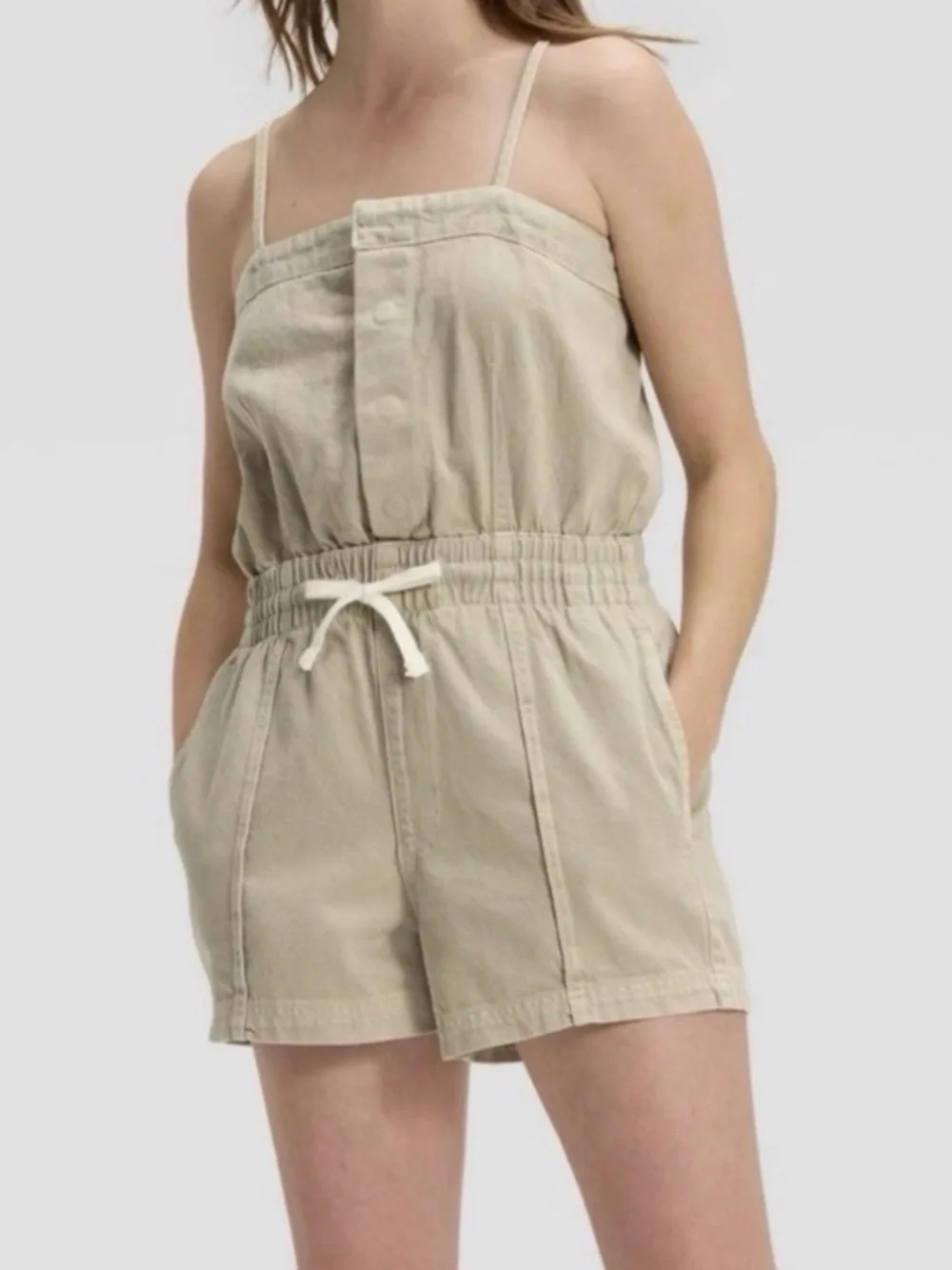 Universal Thread Beige Utility Romper with Drawstring- New without tags - Picture 1 of 6